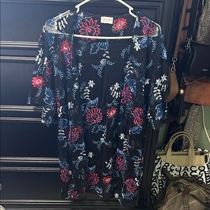 Sheer Black Floral Embroidered Hooded Kimono by Sweet Rain